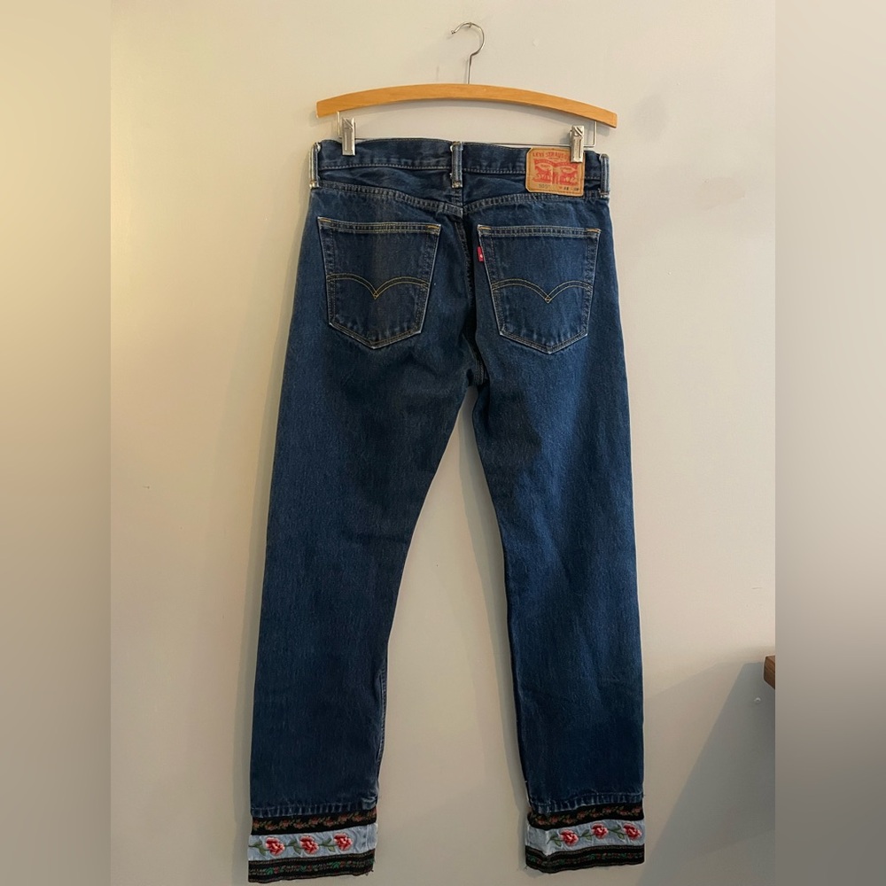 Levi’s Upcycled Dark Wash Jeans with Added Embroidered Hem - Picture 6 of 7